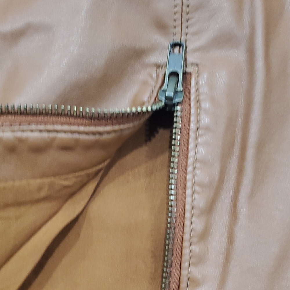 Free People Tan Brown  Mini Skirt with Zipper Detail - Picture 9 of 10